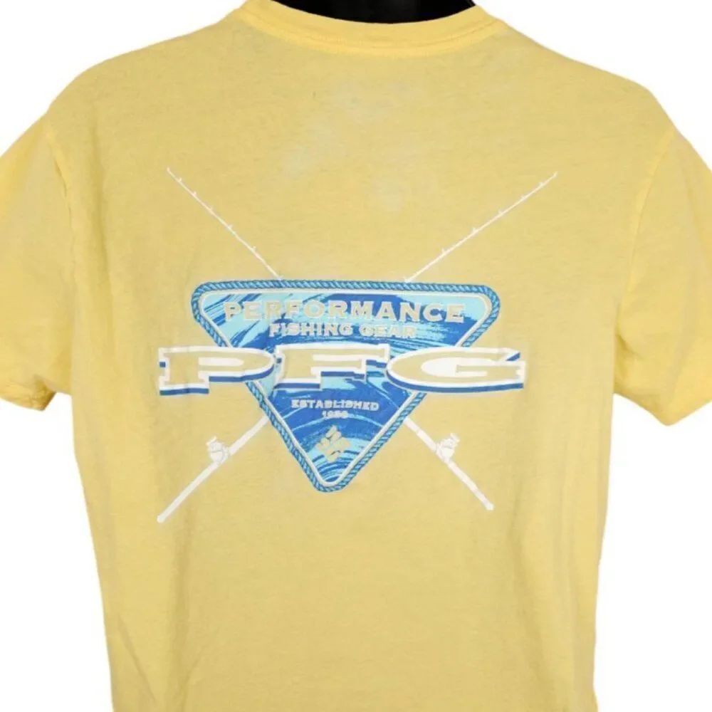 Columbia PFG T Shirt Mens Size Large Yellow Performance Fishing Gear